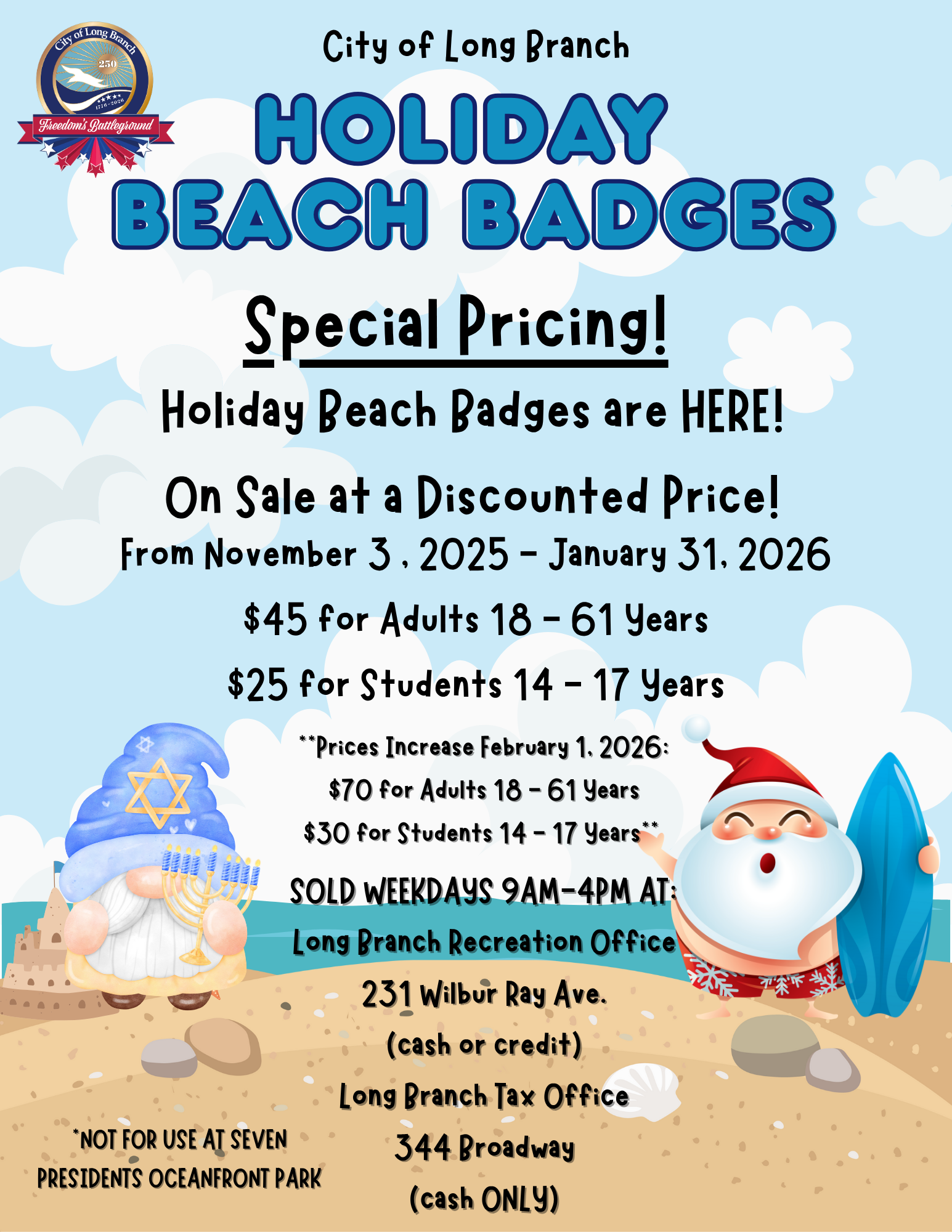Holiday Beach Badges 2025 